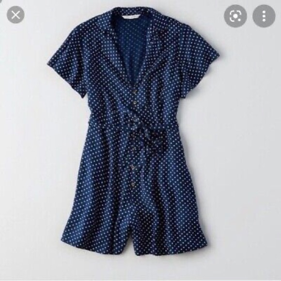 American Eagle Outfitters Navy Polka Dot Romper - Medium - Like New - Picture 2 of 5